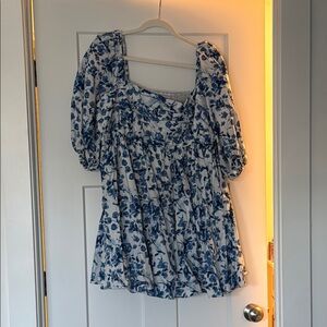 Floral Blue and White Women's Dress